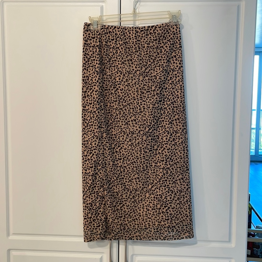 Leopard straight long skirt